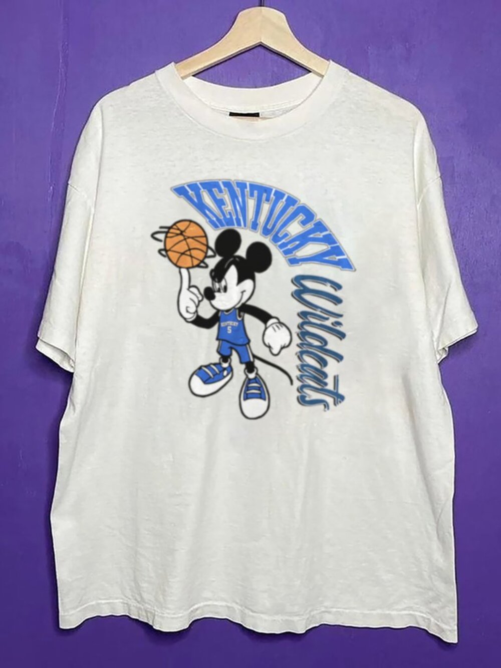 Vintage NCAA Kentucky Wildcats Mickey Basketball T Shirt, Kentucky Wildcats Tee